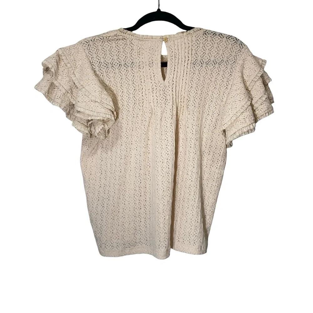 Anthropologie cream/ oatmeal ruffle sleeve top - Picture 6 of 6